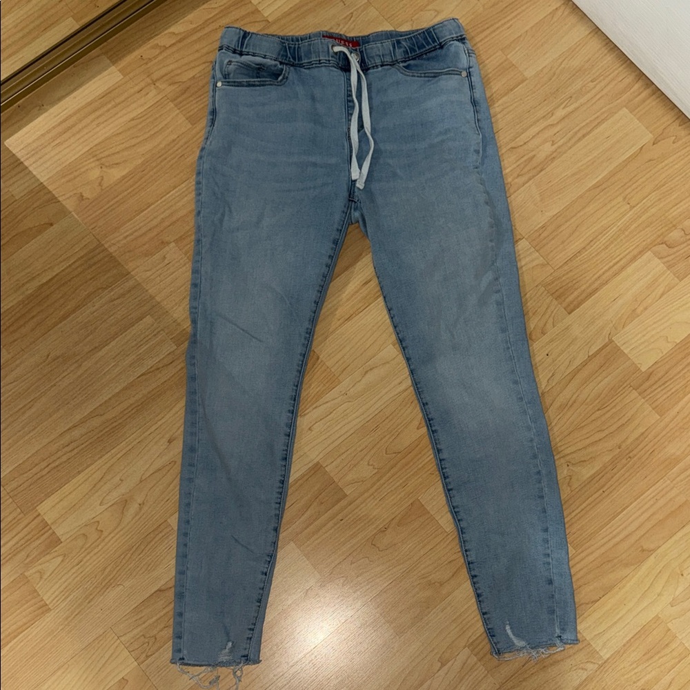 Guess Light Blue Jogger Jeans with Drawstring Waist